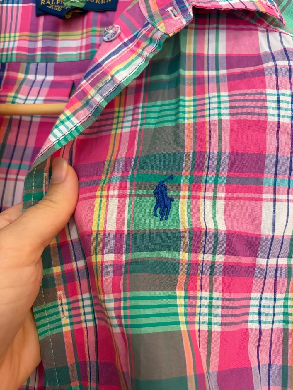 Ralph Lauren Boys Plaid Button Up Shirt Size 8 Small Cotton